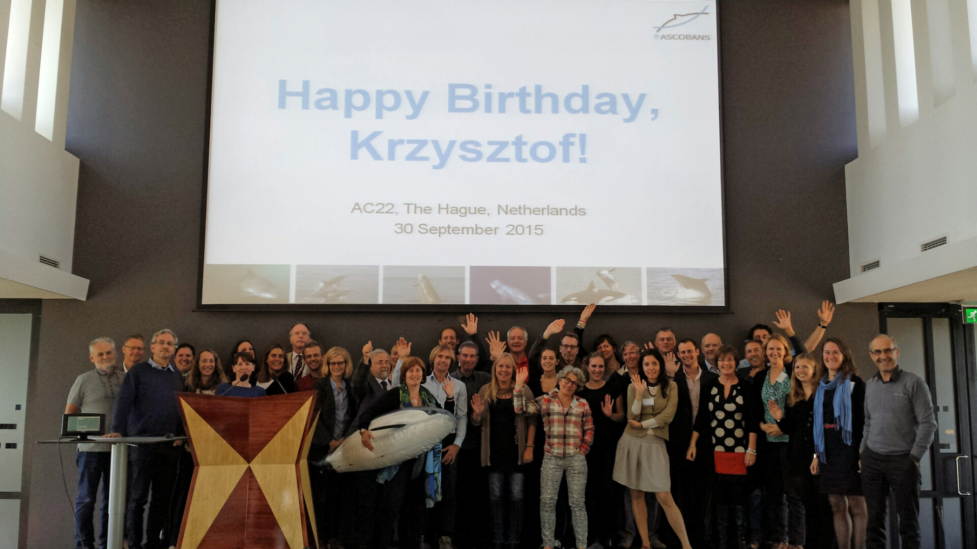 AC22 participants sending greetings to a long-standing member who couldn't be present