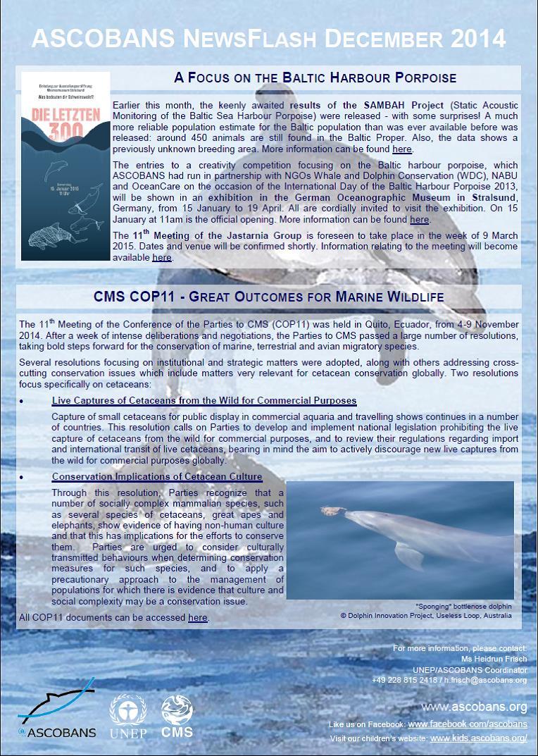 ASCOBANS NewsFlash December 2014