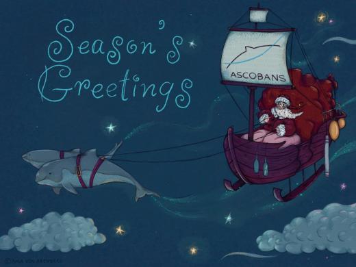 ASCOBANS 2025 Season's Greetings card. Artwork by Amia von Arenberg.